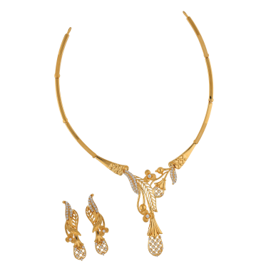 Tanujaa floral stick necklace and studs
